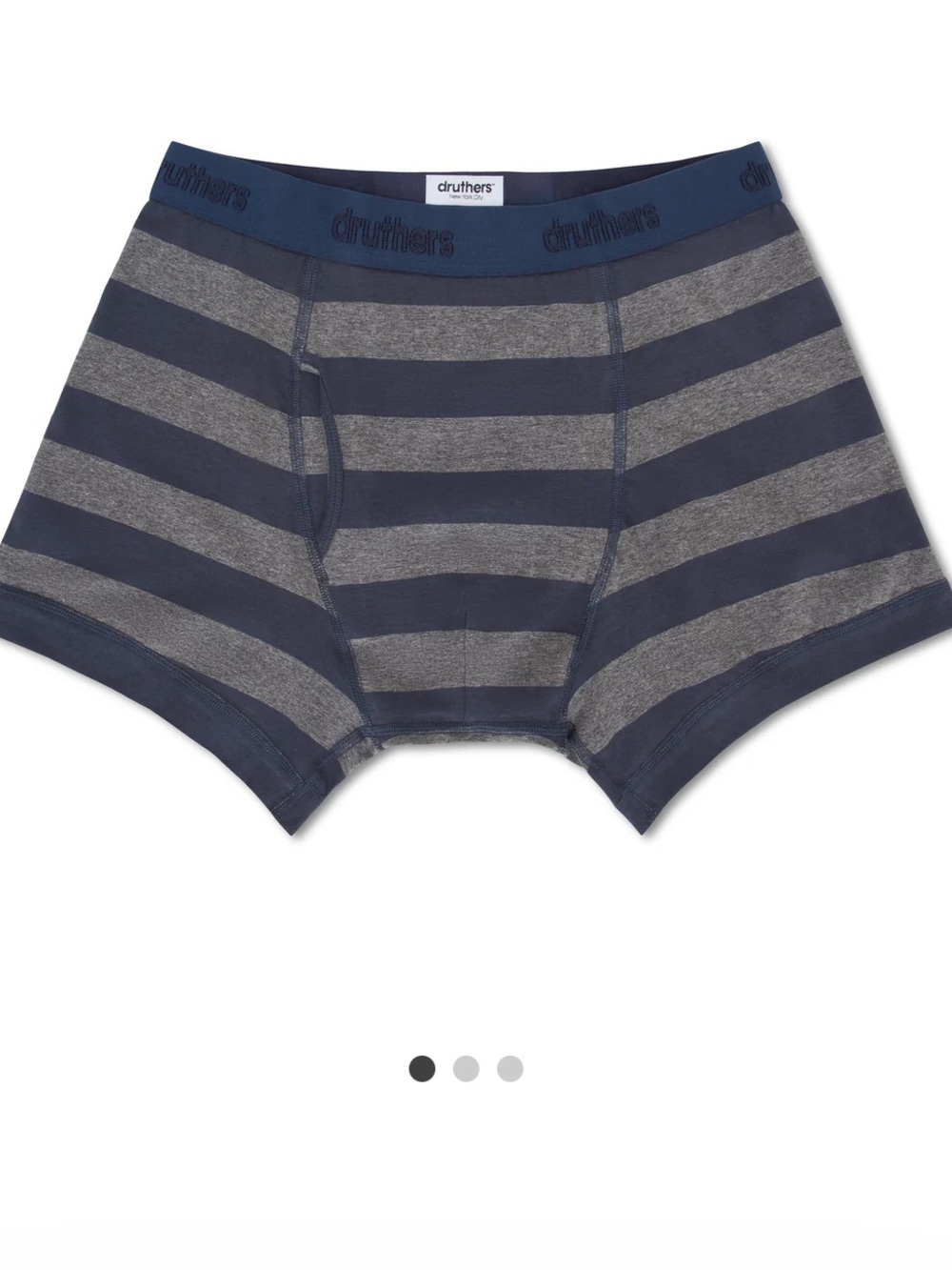 New Men’s Druthers Organic‎ Cotton Boxer Briefs Navy Grey Stripe 3-Pack Small